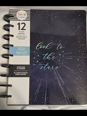 Happy Planner 'Look to the Stars' Undated 12-Month Planner - Black Galaxy